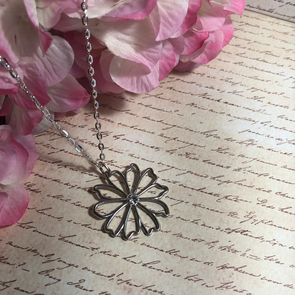handmade silver flower necklace ( 5 for $20 ) - Picture 3 of 5